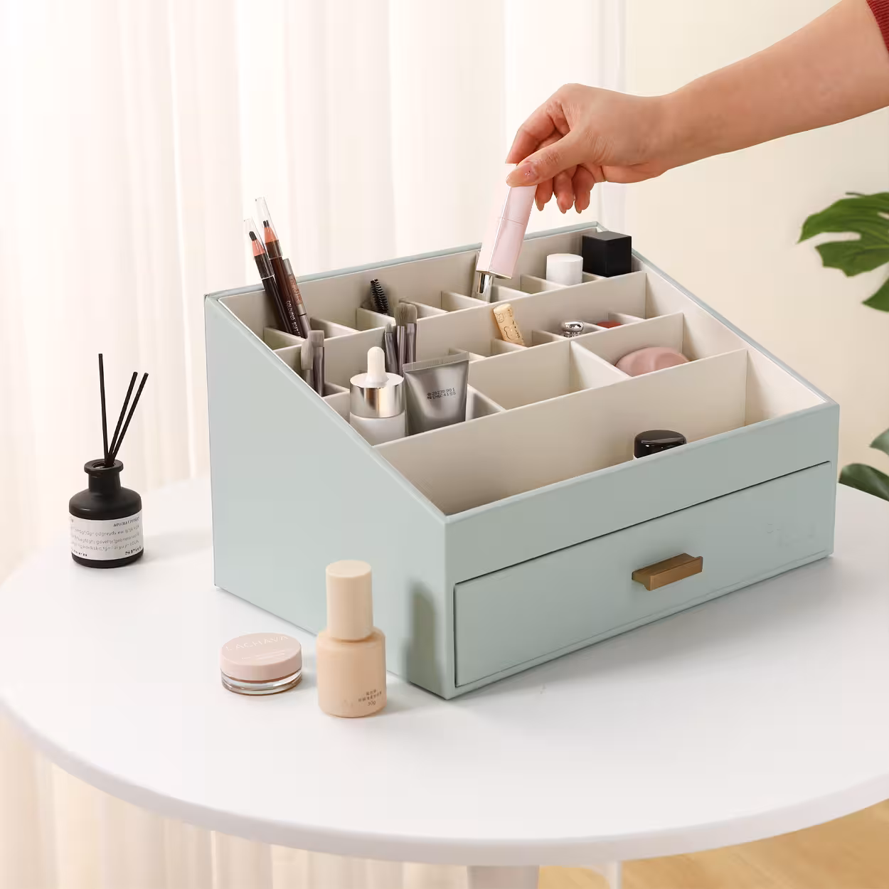 SortWithStyle Luxury Aqua Cosmetic Organizer Real Size