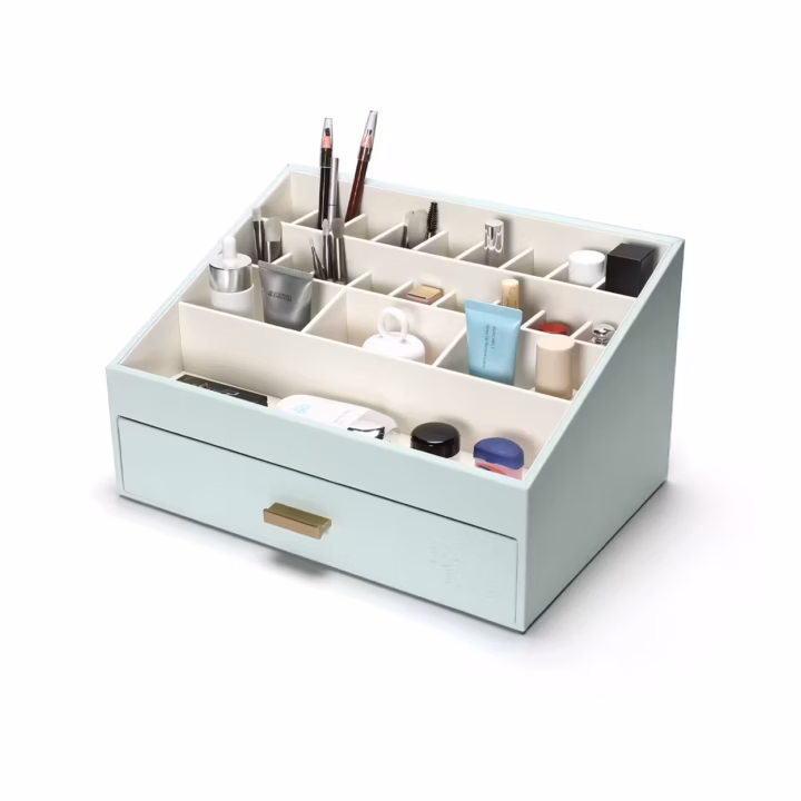 SortWithStyle Luxury Aqua Cosmetic Organizer Side-View1
